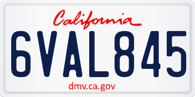 CA license plate 6VAL845