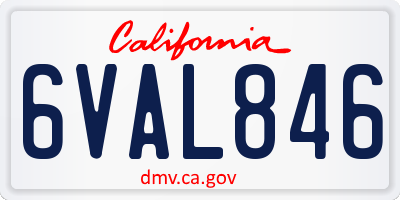 CA license plate 6VAL846