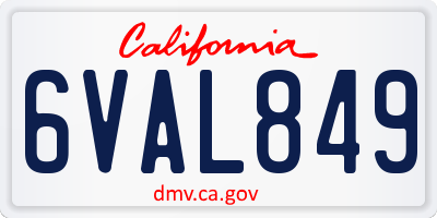 CA license plate 6VAL849