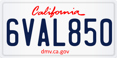 CA license plate 6VAL850