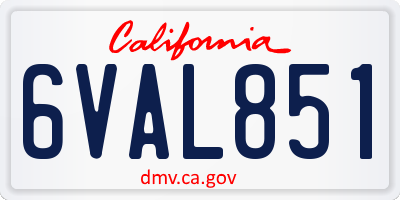 CA license plate 6VAL851