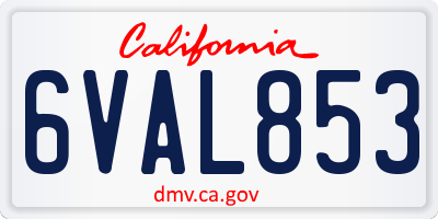 CA license plate 6VAL853
