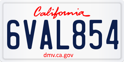 CA license plate 6VAL854