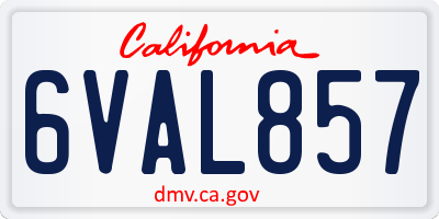 CA license plate 6VAL857