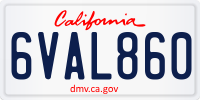 CA license plate 6VAL860