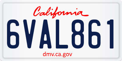 CA license plate 6VAL861