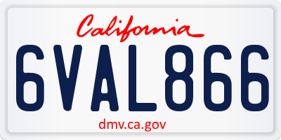 CA license plate 6VAL866