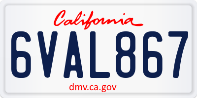 CA license plate 6VAL867