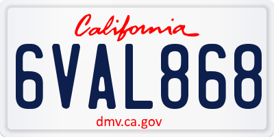 CA license plate 6VAL868