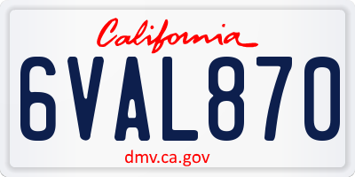 CA license plate 6VAL870