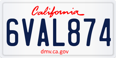 CA license plate 6VAL874