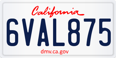 CA license plate 6VAL875