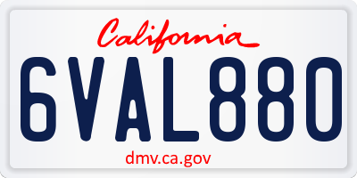 CA license plate 6VAL880