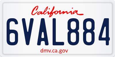CA license plate 6VAL884