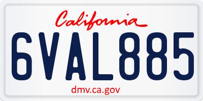 CA license plate 6VAL885