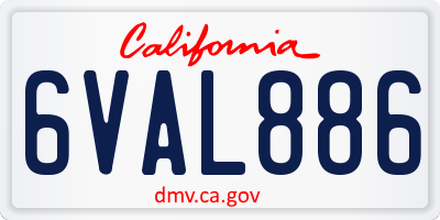 CA license plate 6VAL886