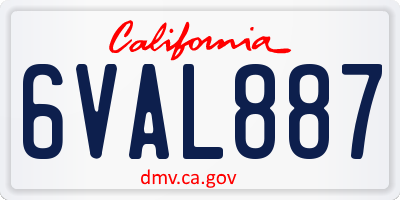 CA license plate 6VAL887