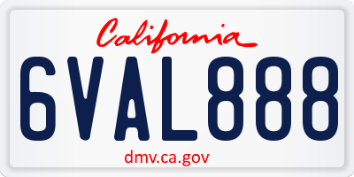 CA license plate 6VAL888
