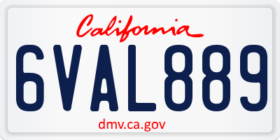 CA license plate 6VAL889