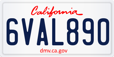 CA license plate 6VAL890