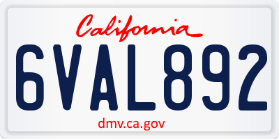 CA license plate 6VAL892