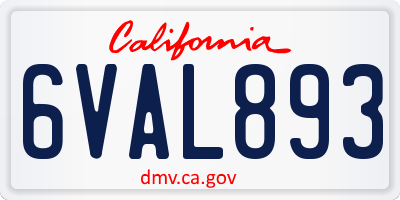 CA license plate 6VAL893