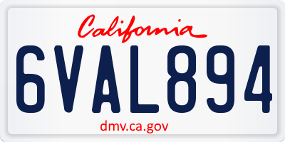 CA license plate 6VAL894
