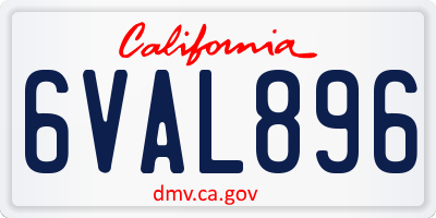 CA license plate 6VAL896