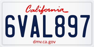CA license plate 6VAL897