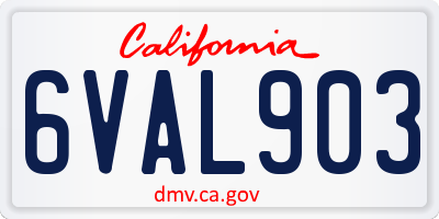 CA license plate 6VAL903