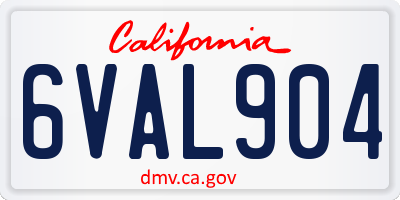 CA license plate 6VAL904