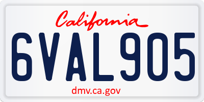 CA license plate 6VAL905