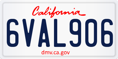 CA license plate 6VAL906