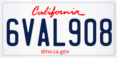 CA license plate 6VAL908