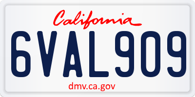 CA license plate 6VAL909
