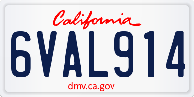 CA license plate 6VAL914