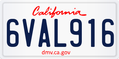 CA license plate 6VAL916