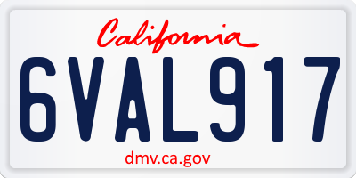 CA license plate 6VAL917