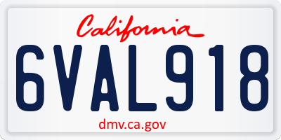 CA license plate 6VAL918