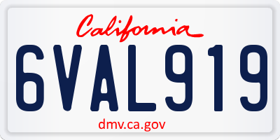 CA license plate 6VAL919
