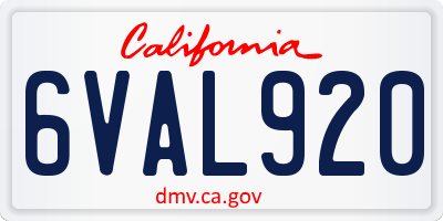 CA license plate 6VAL920