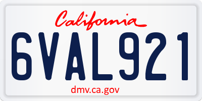 CA license plate 6VAL921