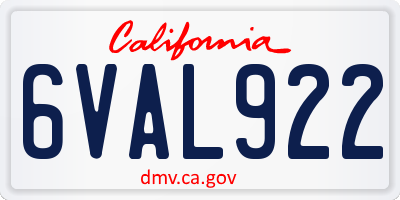 CA license plate 6VAL922