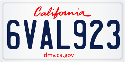 CA license plate 6VAL923