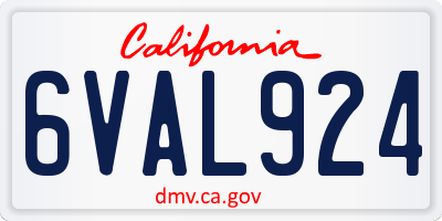 CA license plate 6VAL924