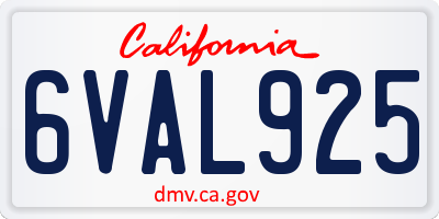 CA license plate 6VAL925