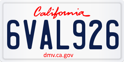 CA license plate 6VAL926