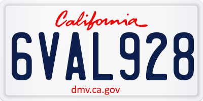CA license plate 6VAL928