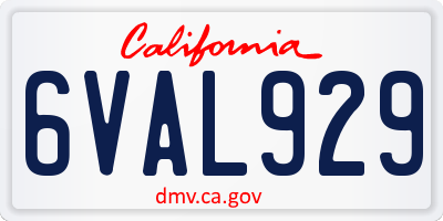 CA license plate 6VAL929