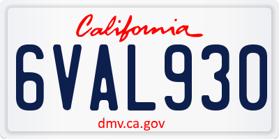 CA license plate 6VAL930